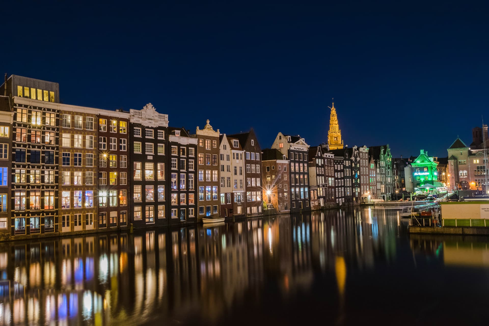 Amsterdam canal at night